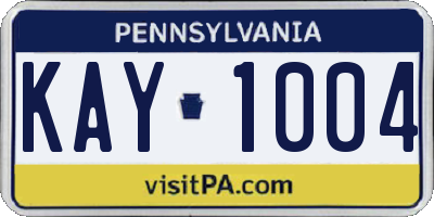 PA license plate KAY1004