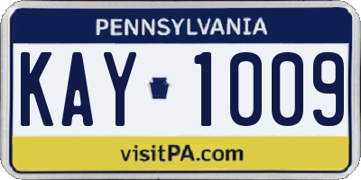 PA license plate KAY1009