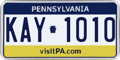 PA license plate KAY1010
