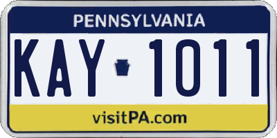 PA license plate KAY1011