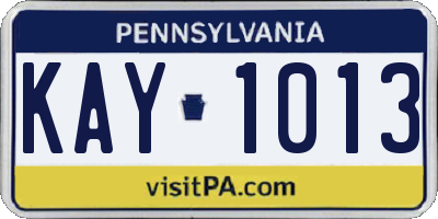 PA license plate KAY1013