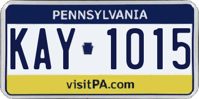 PA license plate KAY1015