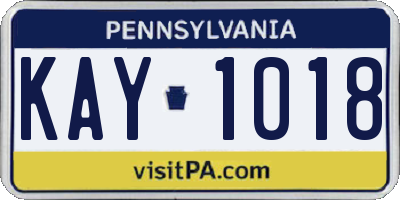 PA license plate KAY1018
