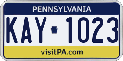 PA license plate KAY1023
