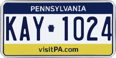 PA license plate KAY1024