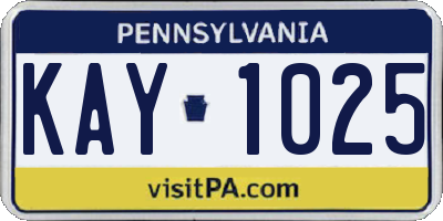 PA license plate KAY1025