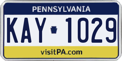 PA license plate KAY1029