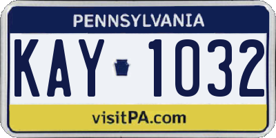 PA license plate KAY1032