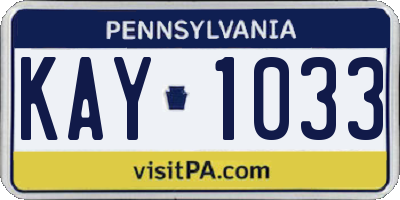 PA license plate KAY1033