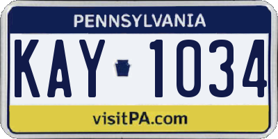 PA license plate KAY1034