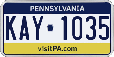 PA license plate KAY1035