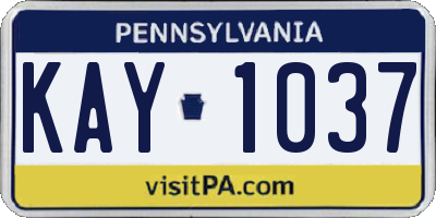 PA license plate KAY1037