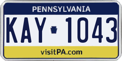 PA license plate KAY1043