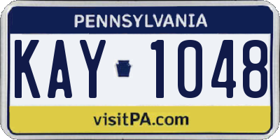PA license plate KAY1048