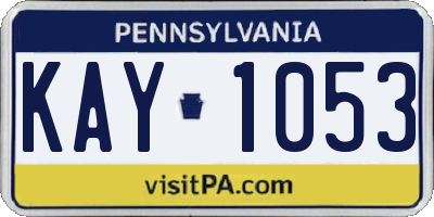 PA license plate KAY1053