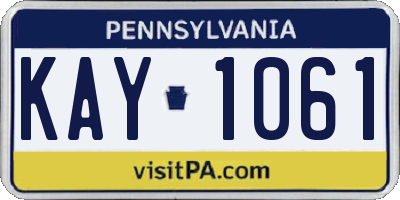 PA license plate KAY1061