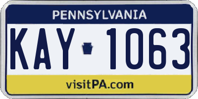 PA license plate KAY1063
