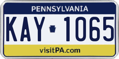 PA license plate KAY1065