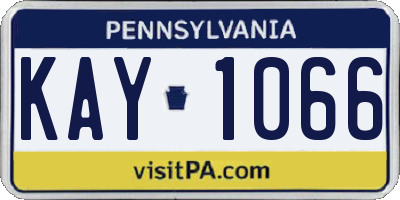 PA license plate KAY1066