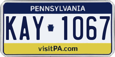 PA license plate KAY1067