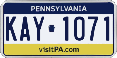 PA license plate KAY1071