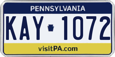 PA license plate KAY1072
