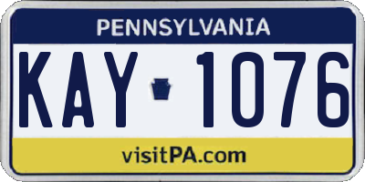 PA license plate KAY1076