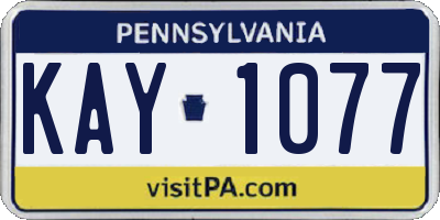 PA license plate KAY1077