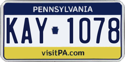 PA license plate KAY1078