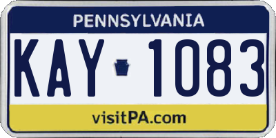 PA license plate KAY1083
