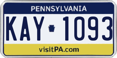 PA license plate KAY1093