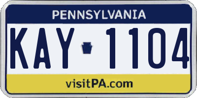 PA license plate KAY1104