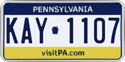 PA license plate KAY1107