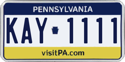 PA license plate KAY1111