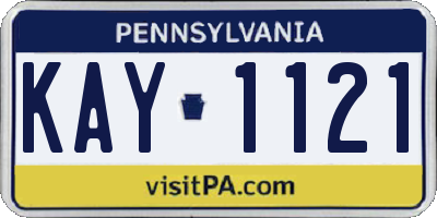 PA license plate KAY1121