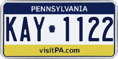PA license plate KAY1122