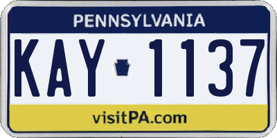 PA license plate KAY1137