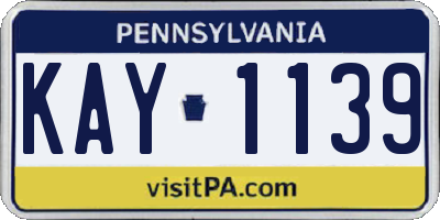 PA license plate KAY1139