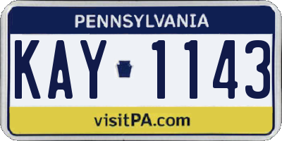 PA license plate KAY1143