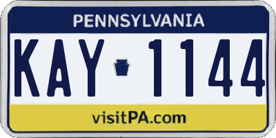 PA license plate KAY1144
