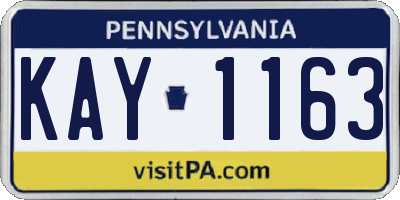 PA license plate KAY1163