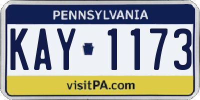 PA license plate KAY1173