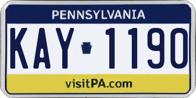 PA license plate KAY1190