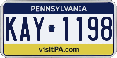 PA license plate KAY1198