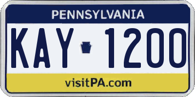 PA license plate KAY1200