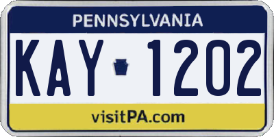PA license plate KAY1202