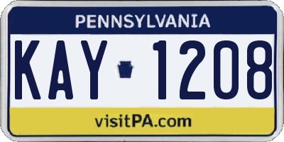 PA license plate KAY1208