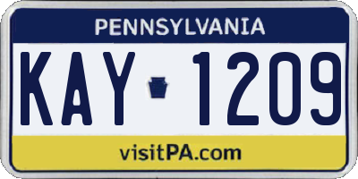 PA license plate KAY1209