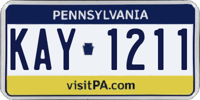 PA license plate KAY1211
