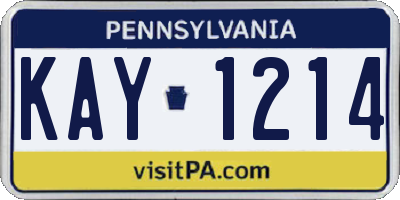 PA license plate KAY1214